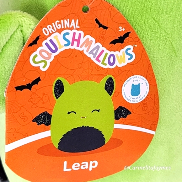 🎃 LEAP 🦇 FTM Lime Green & Black Bat Halloween 2024 Original Squishmallow ☆ NWT - Picture 3 of 8